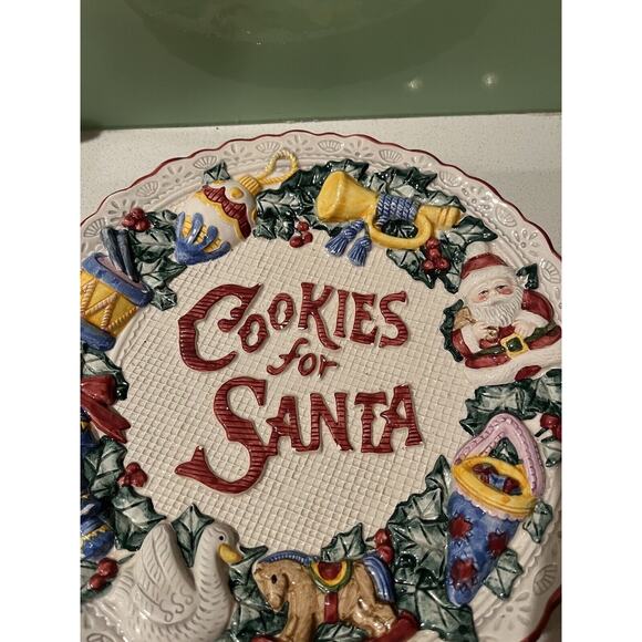 Ceramic Fitz & Floyd Omnibus Victorian Ornaments "Cookies for Santa" Plate - Picture 3 of 8